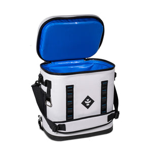 Light Grey Waterproof Leakproof Soft Insulated Cooler Backpack Blue Interior