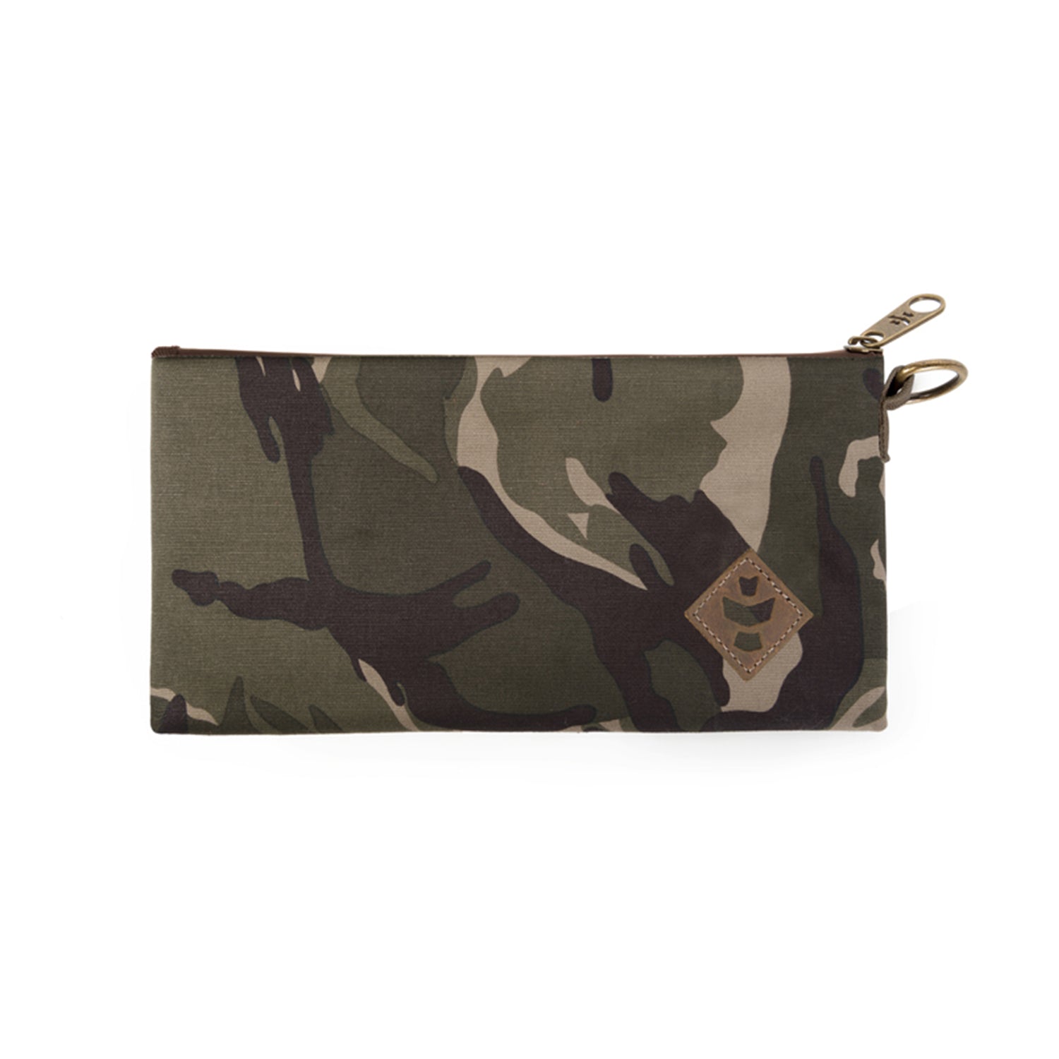 Camo Brown Canvas Smell Proof Water Resistant Zipper Bank Bag