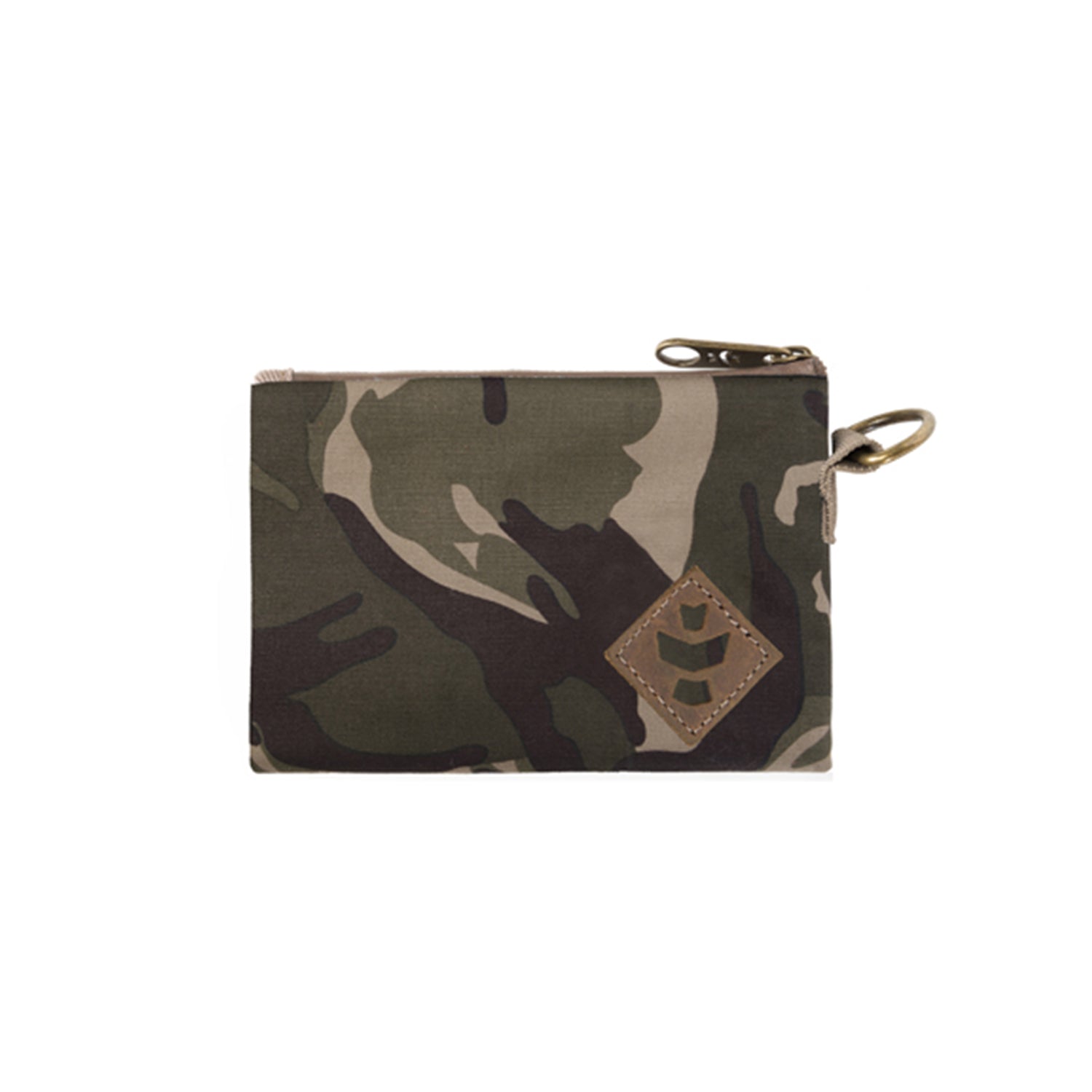 Camo Brown Canvas Smell Proof Water Resistant Small Zipper Bank Bag