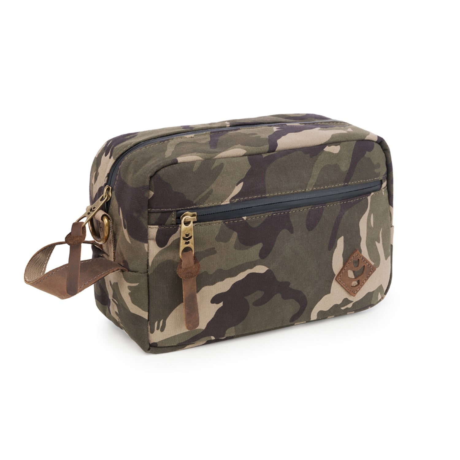 Camo Brown Canvas Smell Proof Water Resistant Toiletry Dopp Kit Bag